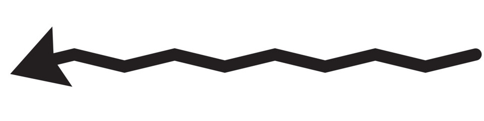 Zig zag arrow vector. Long wave or curve Arrow icon, vector. Big  arrow, cursor vector. Long line arrow vector. Big arrow for web design. Large arrow vector and icon.

