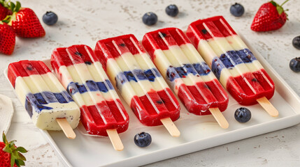 Patriotic Red, White, and Blue Popsicles for Summer Celebration