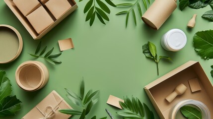 eco packaging design on a green background.