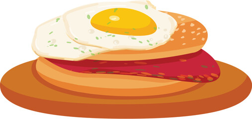 Fried egg sandwich icon cartoon vector. Lunch snack. Cooking nutrition