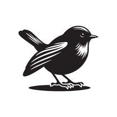 Robin bird Silhouette- Charming Black Vector Art Capturing the Delicate Beauty and Iconic Presence of These Beloved Bird - Robin Bird Vector - Robin Bird Illustration.