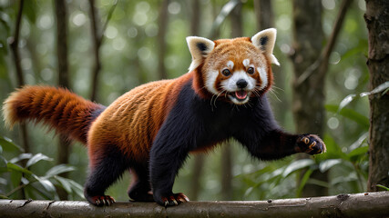 Obraz premium AI image generate red panda behavior