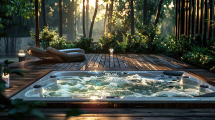 Luxurious resort spa relaxation area. Relaxation area with hydromassage