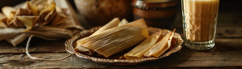 A delicious and authentic Mexican tamale made with fresh corn masa, wrapped in a corn husk, and filled with a savory meat or vegetable filling