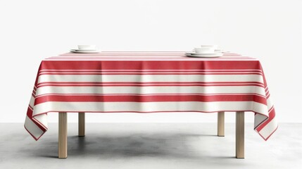 table cloth with a red stripe pattern