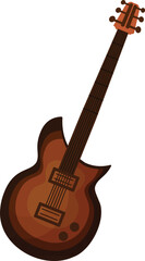 Fototapeta premium Cool and funky cartoon electric guitar illustration in modern flat style with a white background, perfect for music and entertainment themed designs