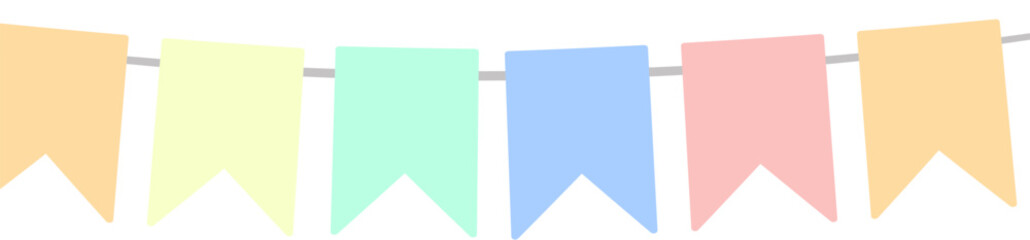 Vector of a vibrant display of multicolored flags suspended on a rope