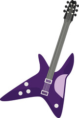 Vibrant purple electric guitar vector illustration on a modern stylized white background, perfect for music and rockthemed graphic design
