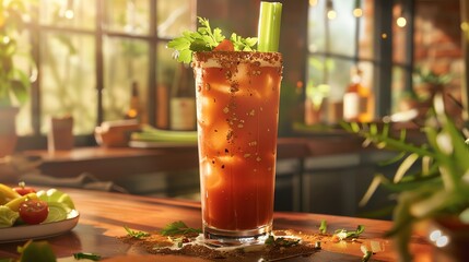 Generate an image of a refreshing and delicious bloody mary cocktail - Powered by Adobe