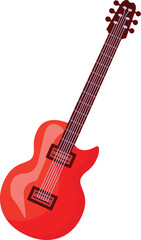 Vibrant red electric guitar illustration with bright color, modern design, and trendy, clean style