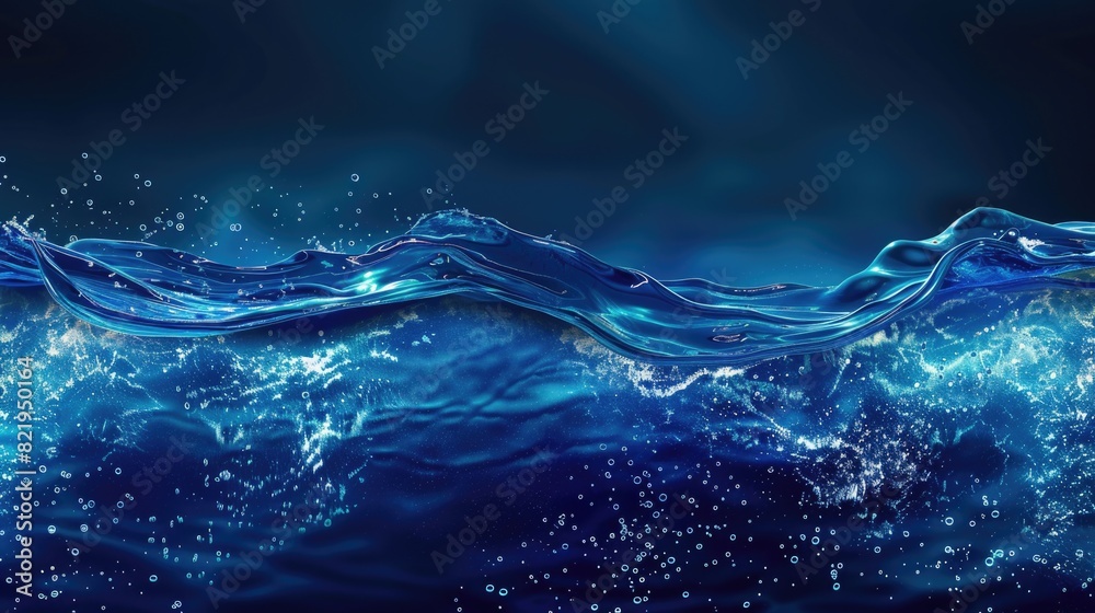Poster close up of a water wave on a black background. suitable for graphic design projects