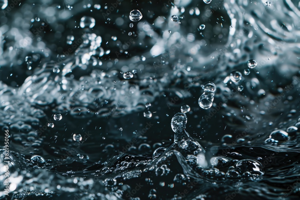 Poster A close up of a water droplet in the water. Suitable for various design projects