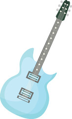 Obraz premium Isolated vector graphic of a stylized blue electric guitar on a white background
