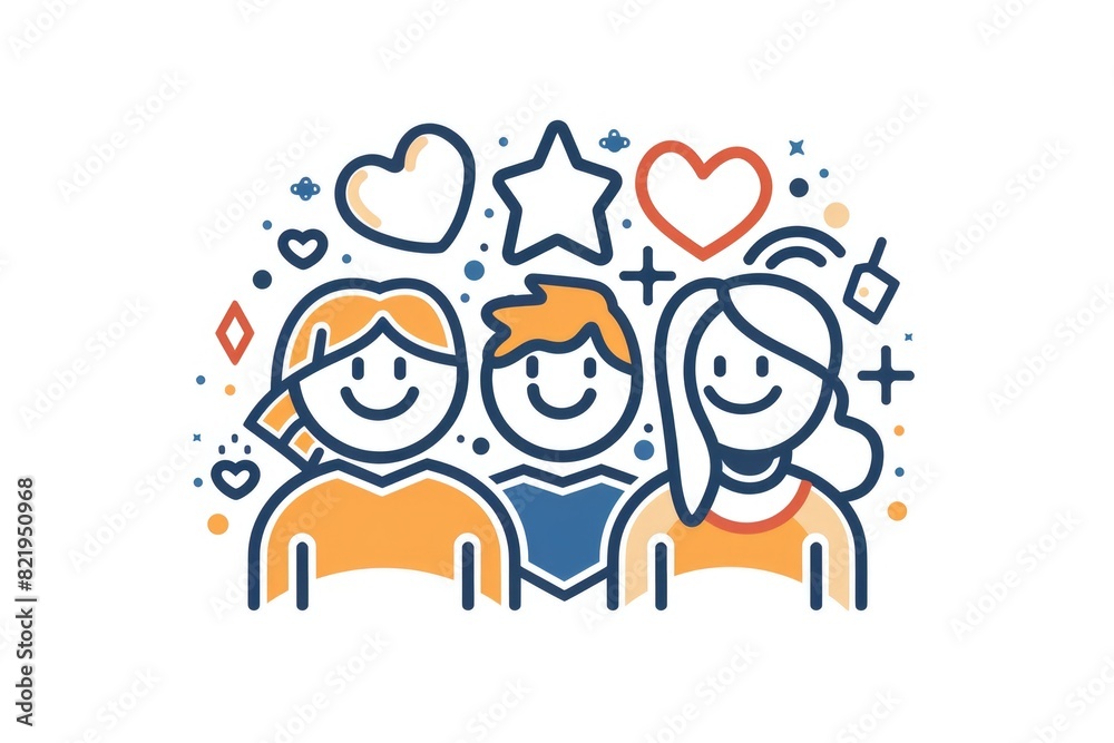 Poster a group of people standing next to each other. suitable for teamwork concepts