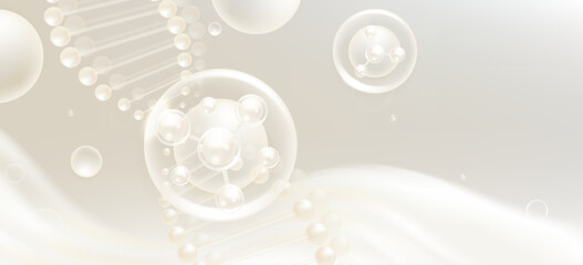 Hyaluronic acid and Niacinamide hair and skin solutions ad, white collagen serum drop with cosmetic advertising background ready to use, illustration vector.