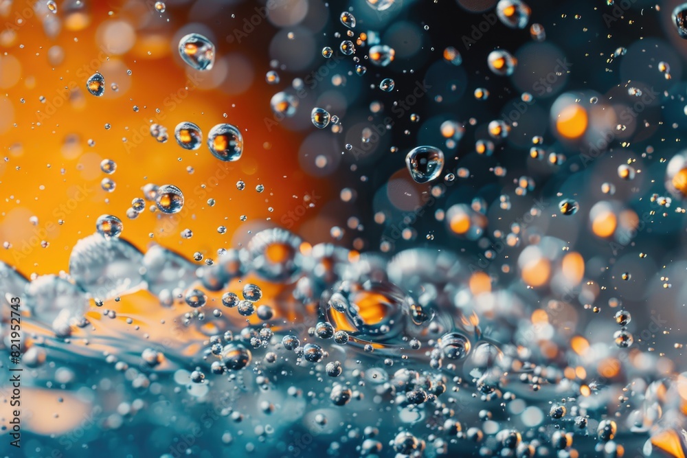 Poster bunch of bubbles floating in the water, ideal for backgrounds or textures