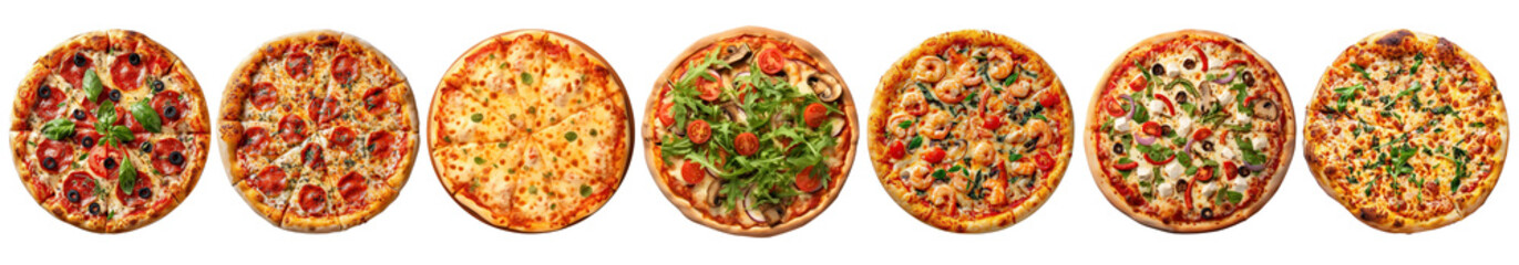 Homemade Italian pizza png element set on transparent background