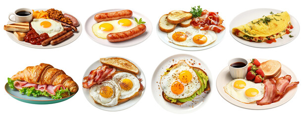 Homemade breakfast png element set on transparent background