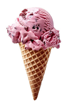 cornet de glace aux fruits avec biscuit gaufr&eacute; isol&eacute; sur fond transparent
