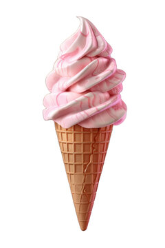 cornet de glace aux fruits avec biscuit gaufr&eacute; isol&eacute; sur fond transparent