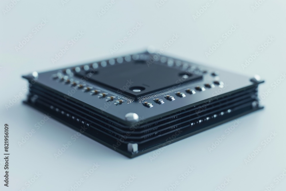 Poster close up of a black electronic device. suitable for technology concepts
