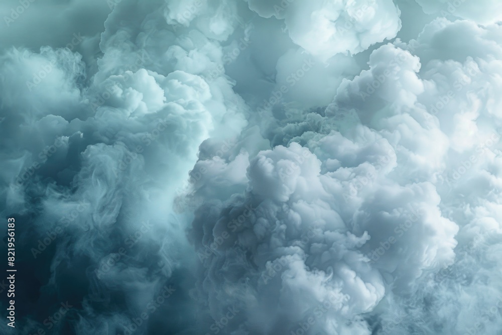Poster a plane soaring through a sky filled with fluffy clouds. suitable for travel or aviation concepts