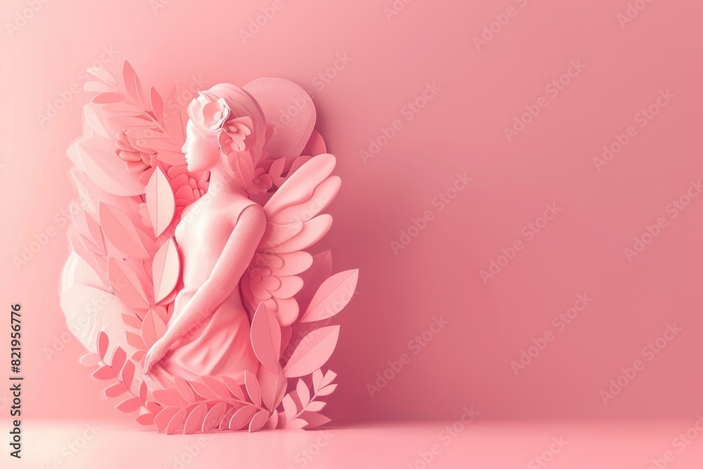 Aufkleber a statue of a woman with wings on a pink background. ideal for artistic projects