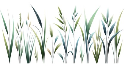 Fototapeta premium Green grass. Watercolor drawing of grass.