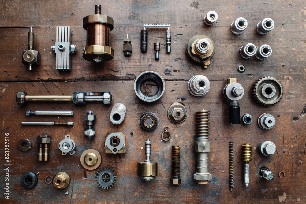 Poster Collection of different types of tools on a table, suitable for DIY projects or home improvement websites