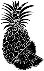 pineapple illustration tropical silhouette exotic logo fruit icon nature outline summer tree plant leaf palm hawaii tropic paradise seamless shape foliage texture textile for vector graphic background