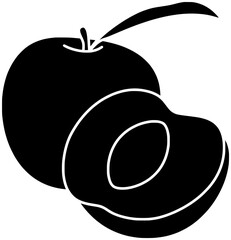 fruit illustration nectarine silhouette healthy logo sweet icon peach outline leaf juicy organic ripe food vitamin natural slice green shape summer diet vegetarian for vector graphic background