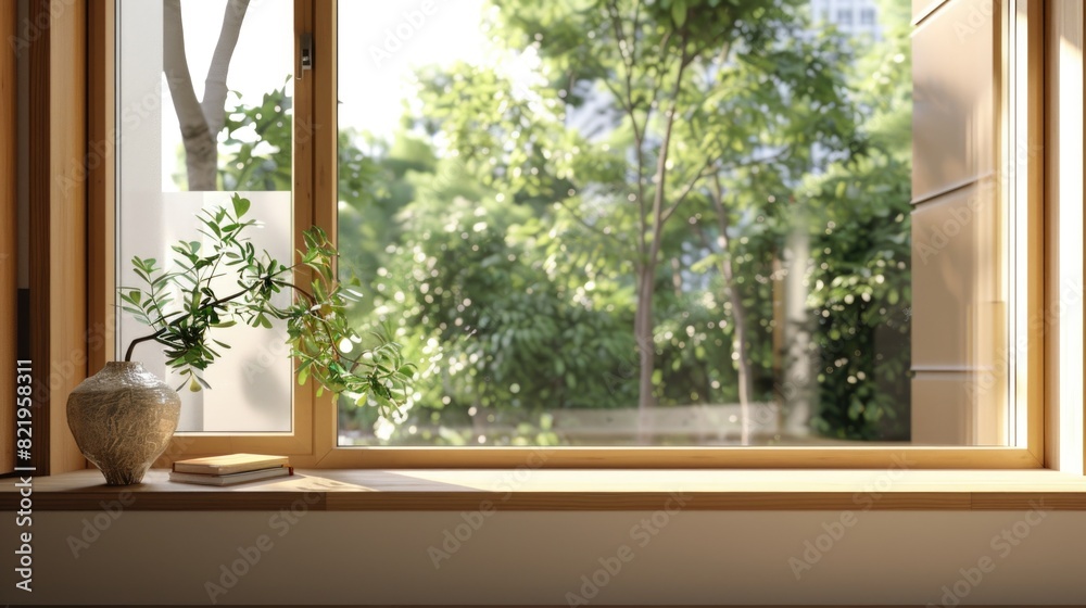 Poster a simple yet charming image of a potted plant on a window sill. perfect for home decor or gardening 
