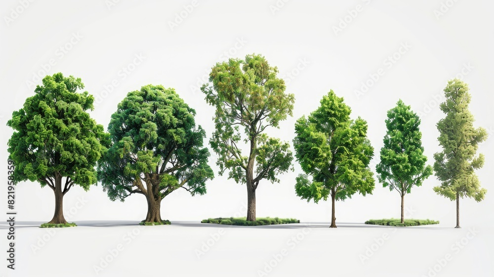Poster Group of trees standing in grass. Suitable for nature and environmental concepts