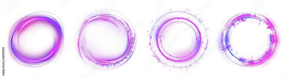 Wall mural circle light effect png element set on transparent background