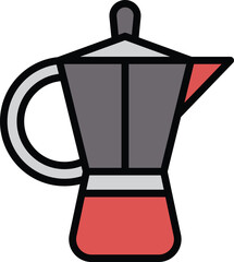 Hot water kettle for making coffee icon illustration in line style