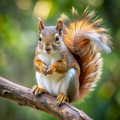 Obraz premium a squirrel with a realistic fluffy tail sits on a