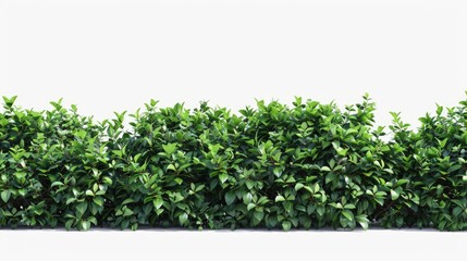 Row of green bushes on a white surface, ideal for nature backgrounds