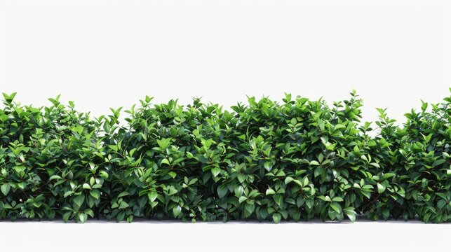 Row of green bushes on a white surface, ideal for nature backgrounds - Powered by Adobe