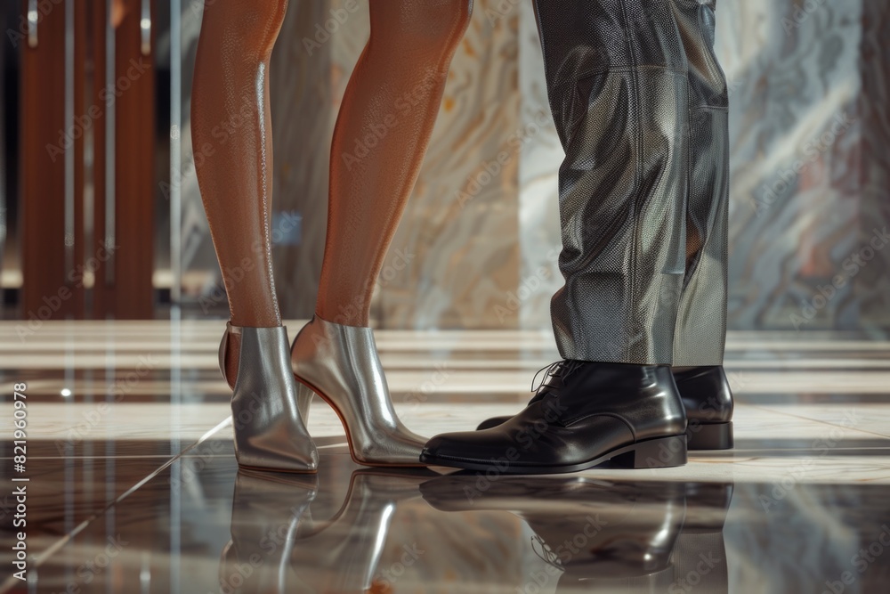 Poster a man and a woman standing next to each other. suitable for various concepts