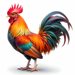 Fototapeta premium a vibrant colors rooster white background