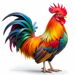 Fototapeta premium a vibrant colors rooster white background