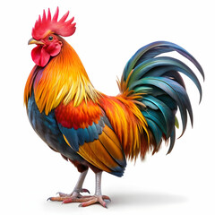 Fototapeta premium a vibrant colors rooster white background