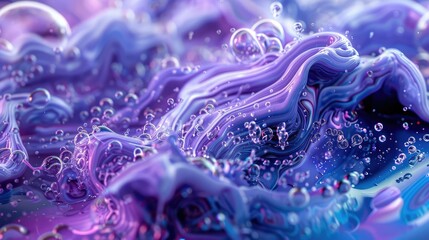 Obraz premium Abstract ultraviolet liquid bubbles in motion. Eerie and captivating fluid texture