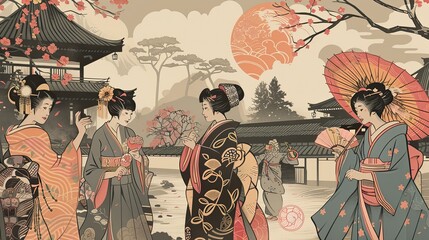"Traditional Japanese Pride: Ukiyo-e Illustration from the Past"