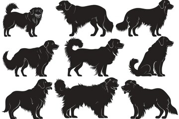 Black dog silhouettes on a white backdrop, suitable for various design projects