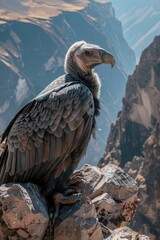 Fototapeta premium A large bird sitting on top of a rock. Ideal for nature and wildlife themes