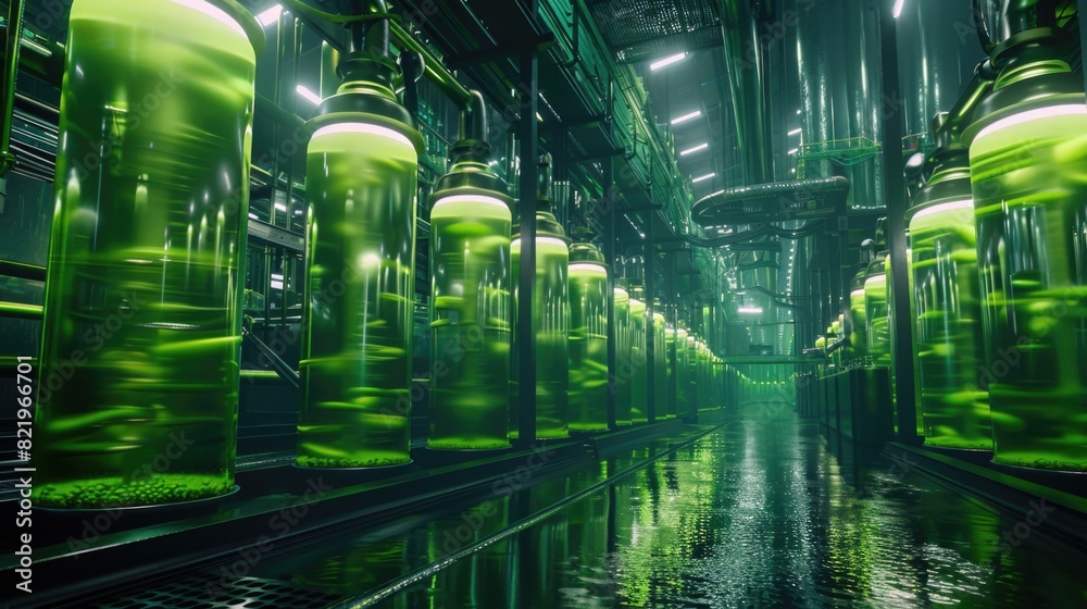 Poster green glass bottles filled with liquid, suitable for various concepts
