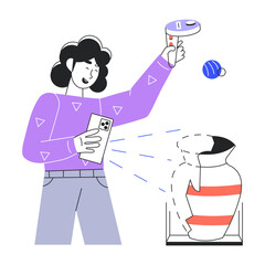 A handy outline mini illustration of ar museum 