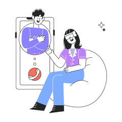 An editable linear mini illustration of ar communication 