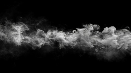 Obraz premium Misty smoke on an isolated black background. Texture overlays. Design element.